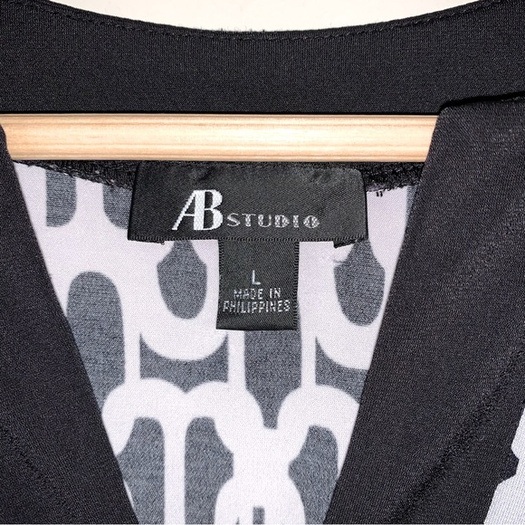 🆕 Geometric Pattern Dress Women’s Large Black White Tie Back A Line Summer Wrap - Picture 4 of 6